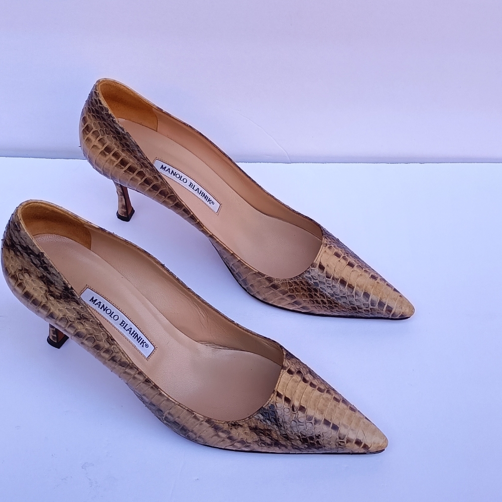 Manolo Blahnik Snake Skin Heels - Picture 3 of 11